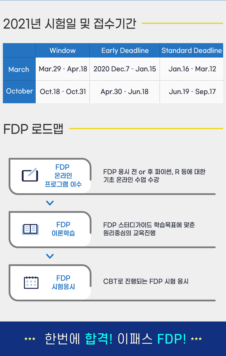 2021년 시험일 및 접수기간& FDP 로드맵